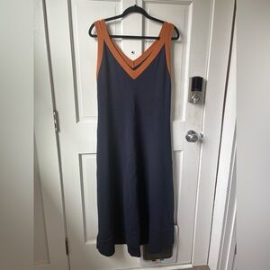 Ann Taylor Ribbed Tank Maxi Dress in Navy and Orange